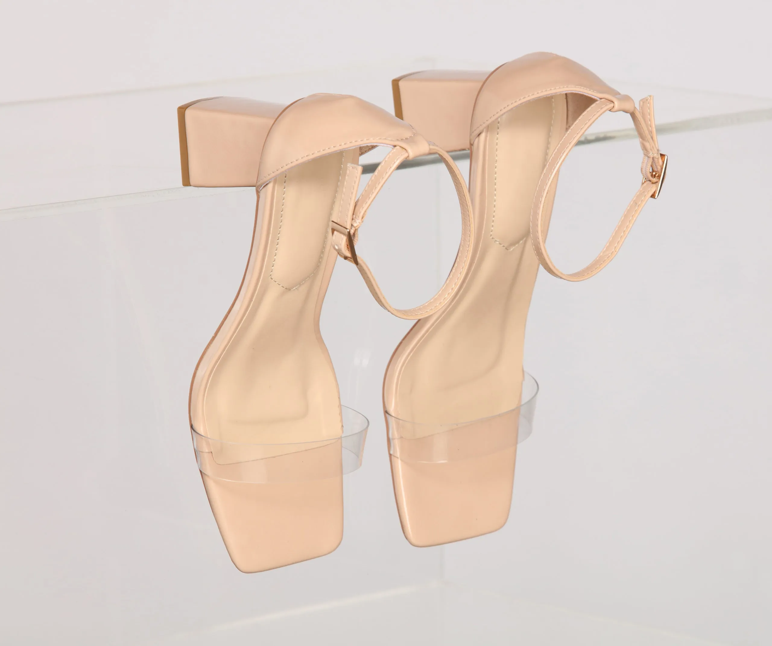 Clearly Trendy Square Toe Block Heels