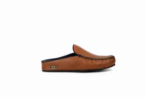 FOOT FEDERATION MOC-TOE WOMEN'S LEATHER SLIPPER TOBACCO